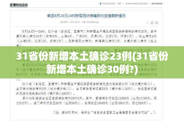 31省份新增本土确诊23例(31省份新增本土确诊30例?)