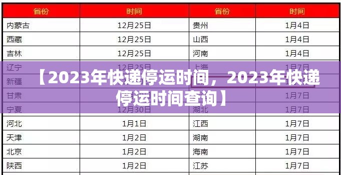 【2023年快递停运时间，2023年快递停运时间查询】