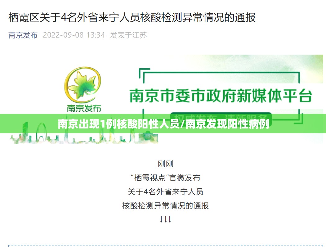 南京出现1例核酸阳性人员/南京发现阳性病例