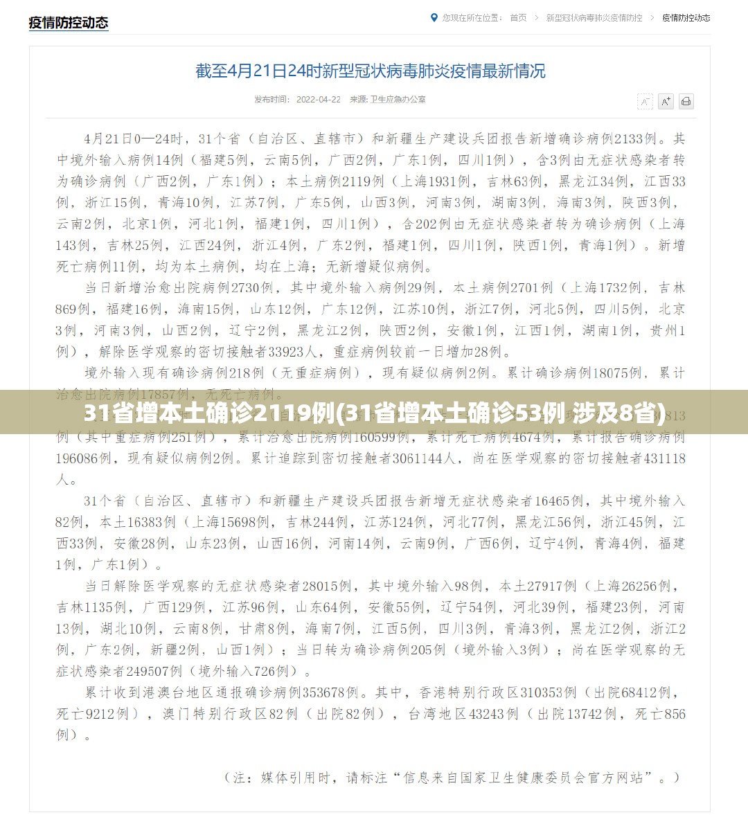 31省增本土确诊2119例(31省增本土确诊53例 涉及8省)