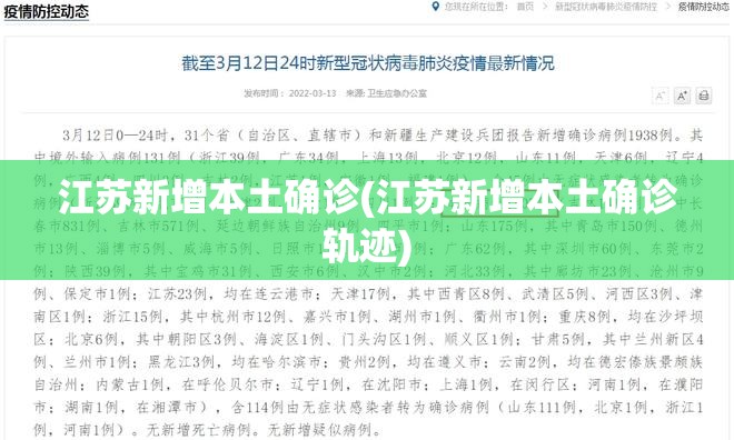 江苏新增本土确诊(江苏新增本土确诊轨迹)