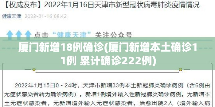厦门新增18例确诊(厦门新增本土确诊11例 累计确诊222例)