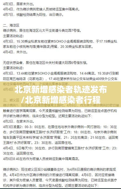 北京新增感染者轨迹发布/北京新增感染者行程