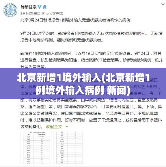 北京新增1境外输入(北京新增1例境外输入病例 新闻)