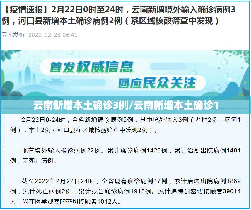 云南新增本土确诊3例/云南新增本土确诊1