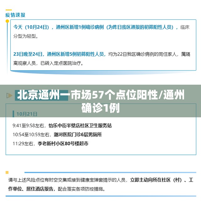 北京通州一市场57个点位阳性/通州确诊1例