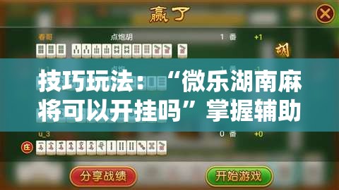 技巧玩法：“微乐湖南麻将可以开挂吗”掌握辅助功能必胜规则