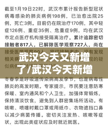 武汉今天又新增了/武汉今天新增新型冠状病毒