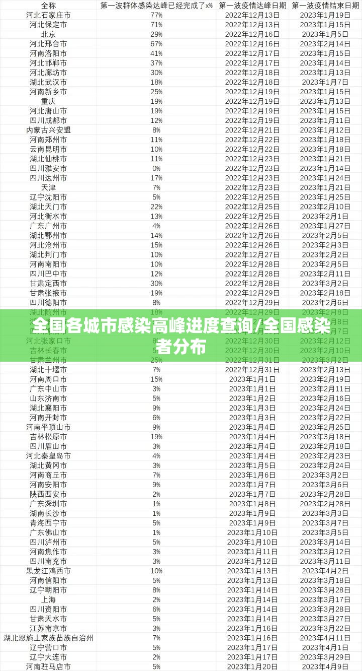 全国各城市感染高峰进度查询/全国感染者分布