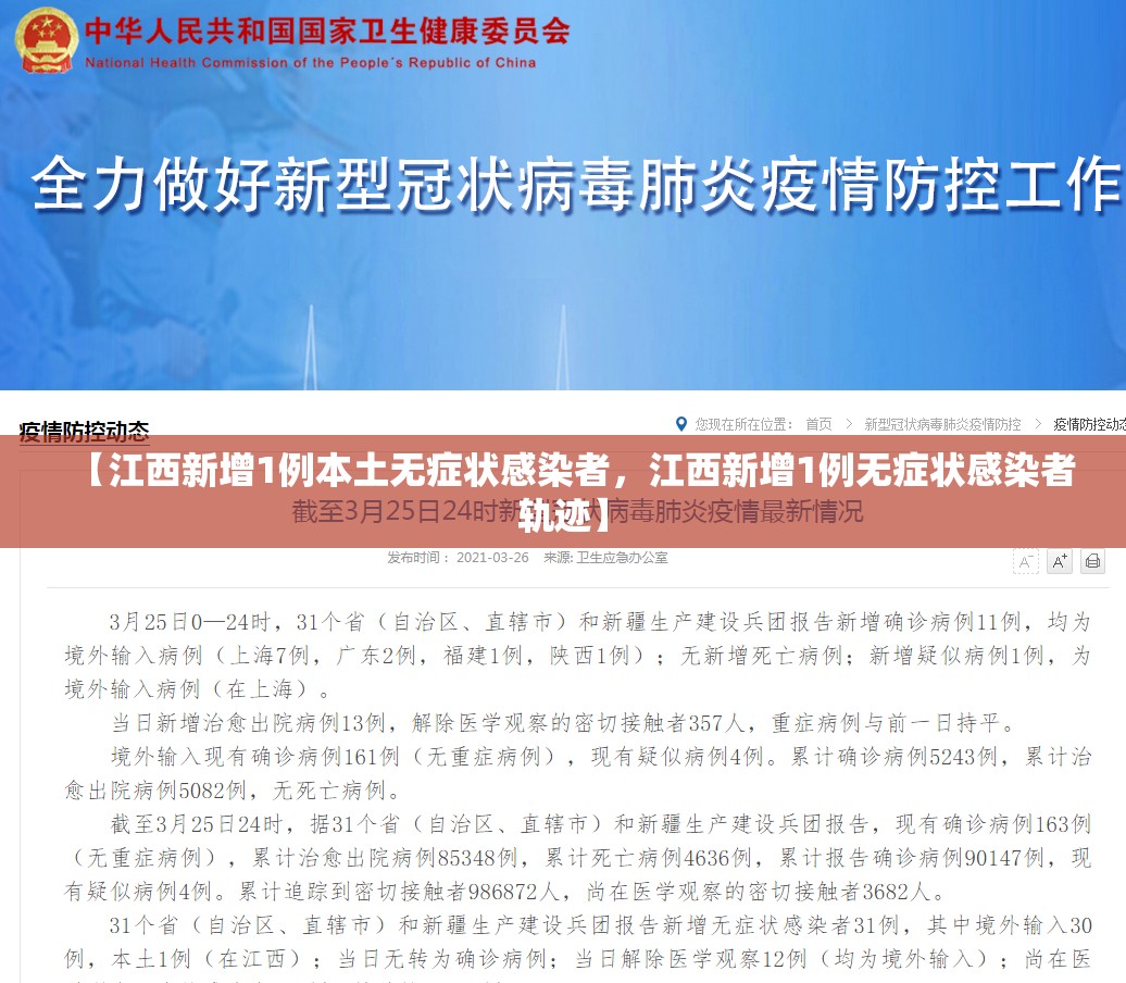 【江西新增1例本土无症状感染者，江西新增1例无症状感染者轨迹】