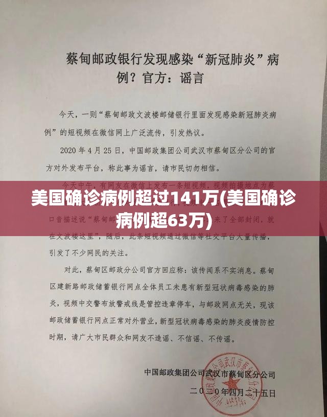 美国确诊病例超过141万(美国确诊病例超63万)