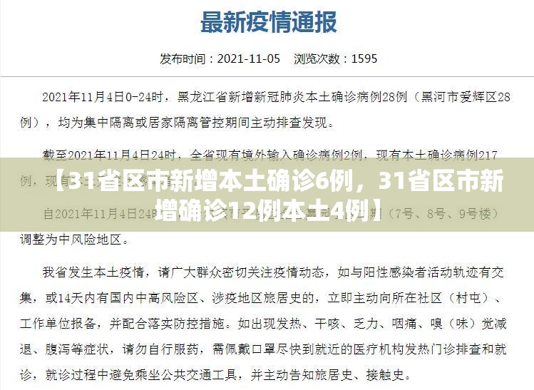 【31省区市新增本土确诊6例，31省区市新增确诊12例本土4例】