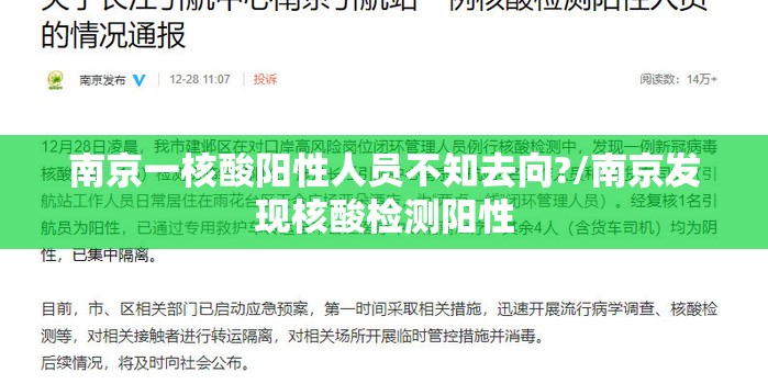 南京一核酸阳性人员不知去向?/南京发现核酸检测阳性