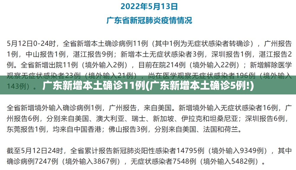 广东新增本土确诊11例(广东新增本土确诊5例!)