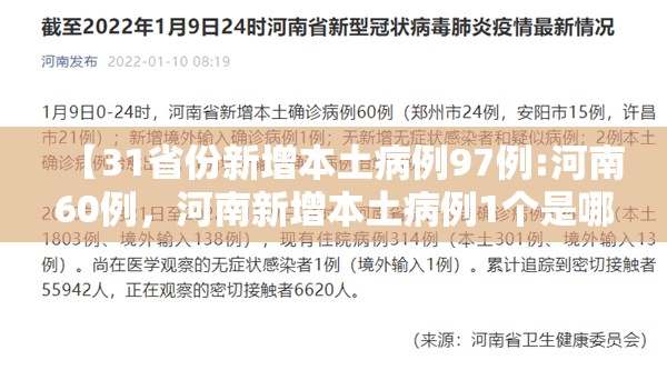 【31省份新增本土病例97例:河南60例，河南新增本土病例1个是哪里的】