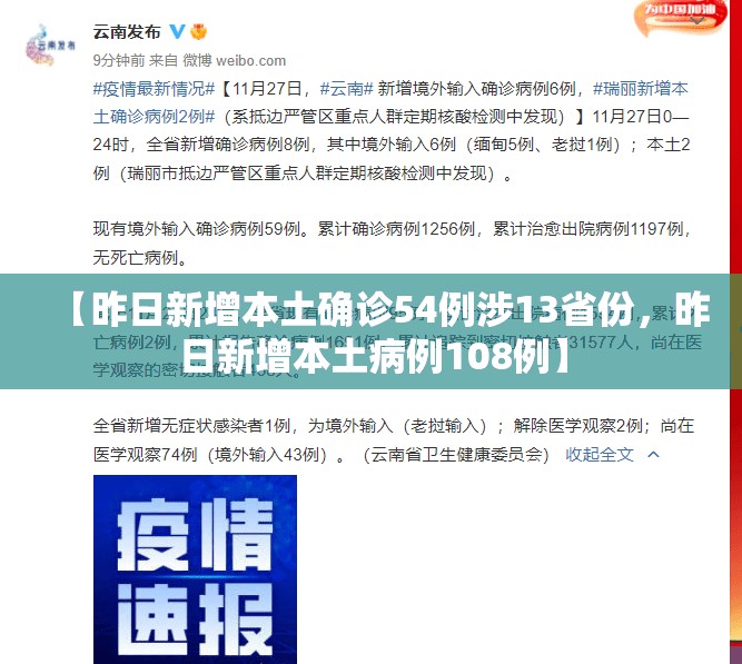 【昨日新增本土确诊54例涉13省份，昨日新增本土病例108例】