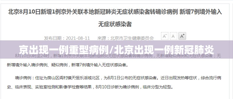 京出现一例重型病例/北京出现一例新冠肺炎