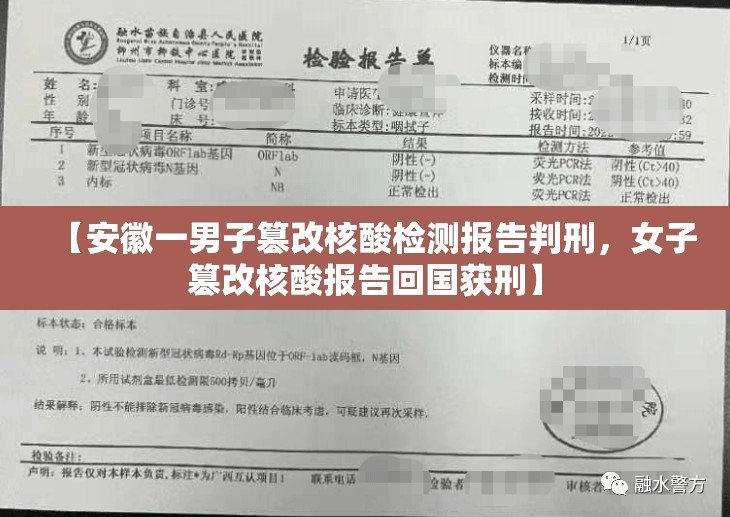 【安徽一男子篡改核酸检测报告判刑，女子篡改核酸报告回国获刑】