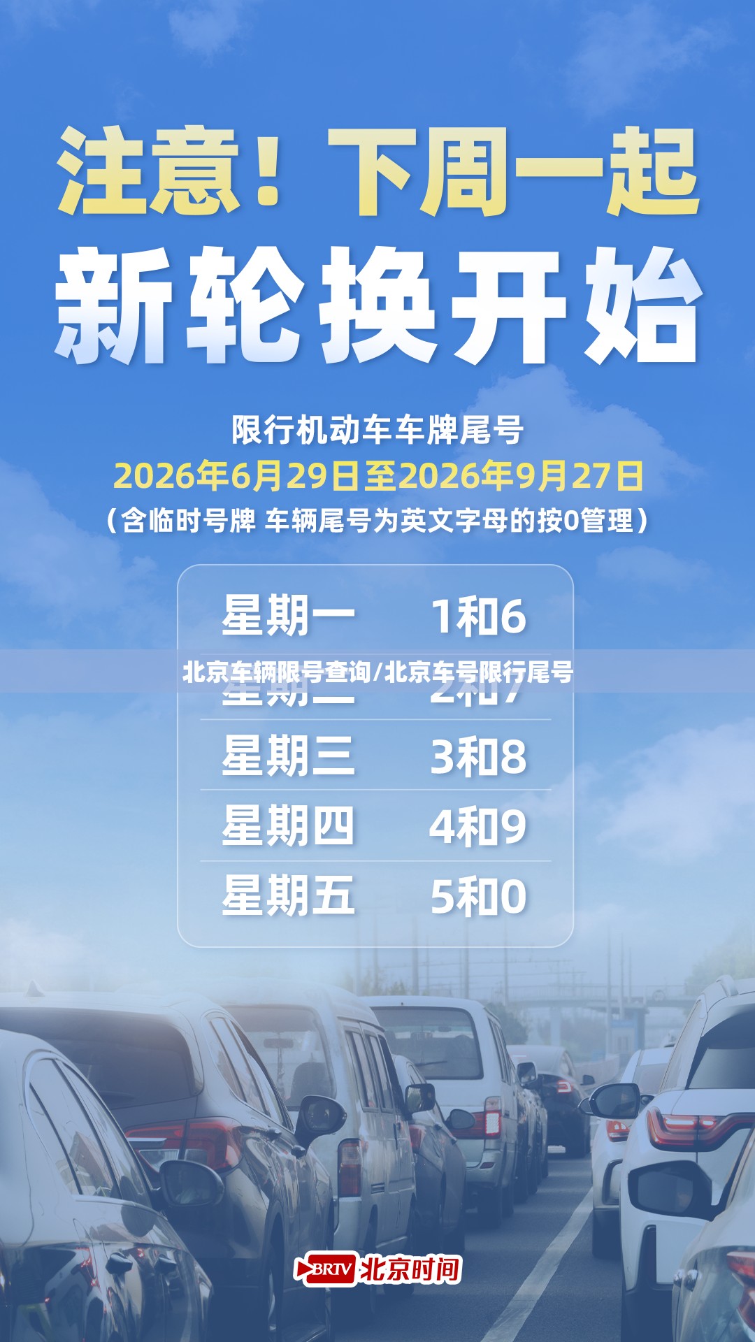 北京车辆限号查询/北京车号限行尾号