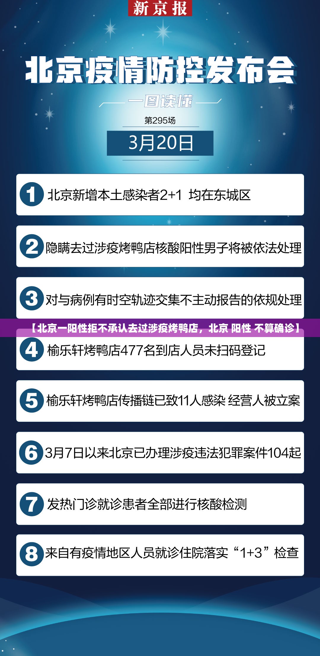 【北京一阳性拒不承认去过涉疫烤鸭店，北京 阳性 不算确诊】