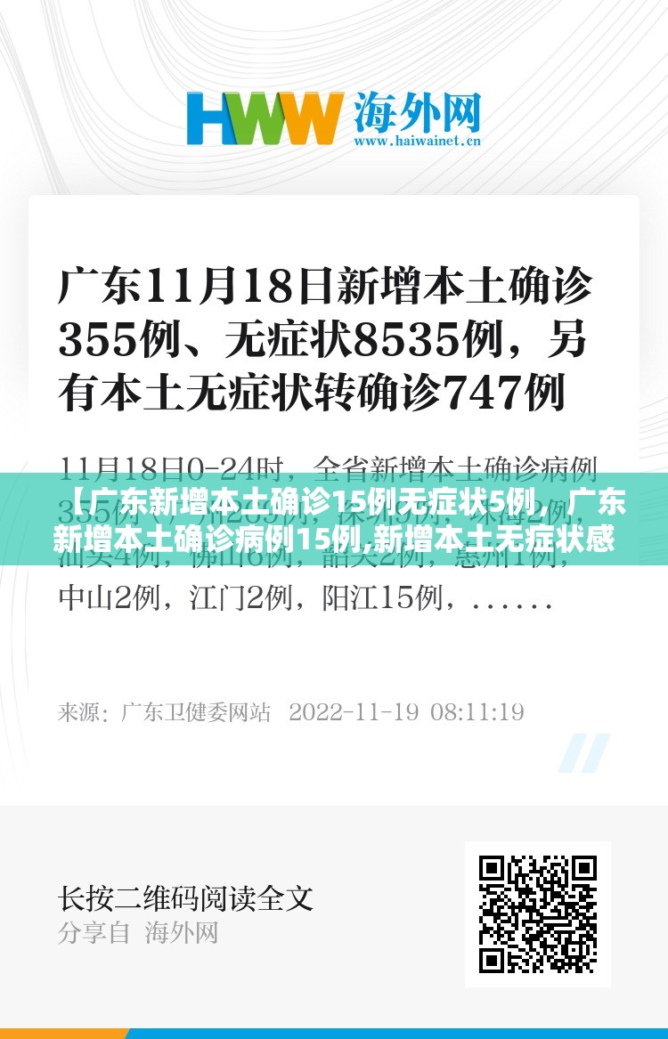 【广东新增本土确诊15例无症状5例，广东新增本土确诊病例15例,新增本土无症状感染者5例】