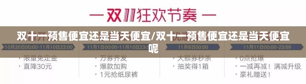 双十一预售便宜还是当天便宜/双十一预售便宜还是当天便宜呢
