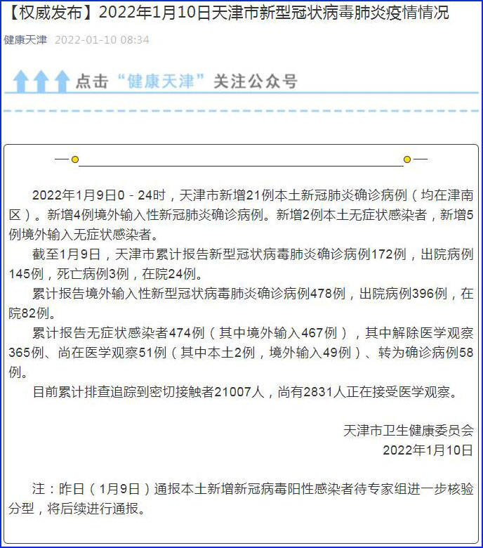 【天津新增21例本土确诊，天津新增本土病例】