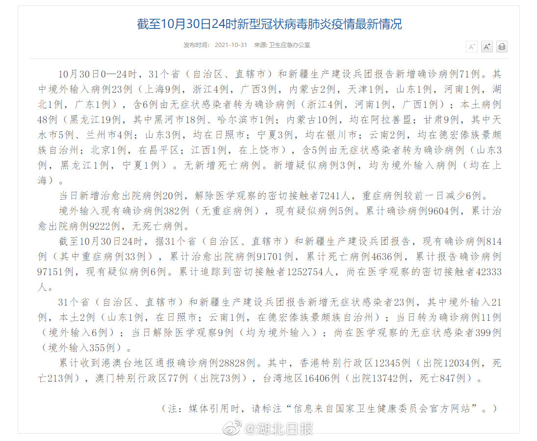 【31省区市新增确诊病例26例，31省区市新增确诊病例4例】