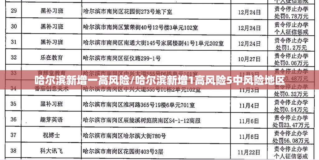 哈尔滨新增一高风险/哈尔滨新增1高风险5中风险地区 哈尔滨新增一高风险/哈尔滨新增1高风险5中风险地区
